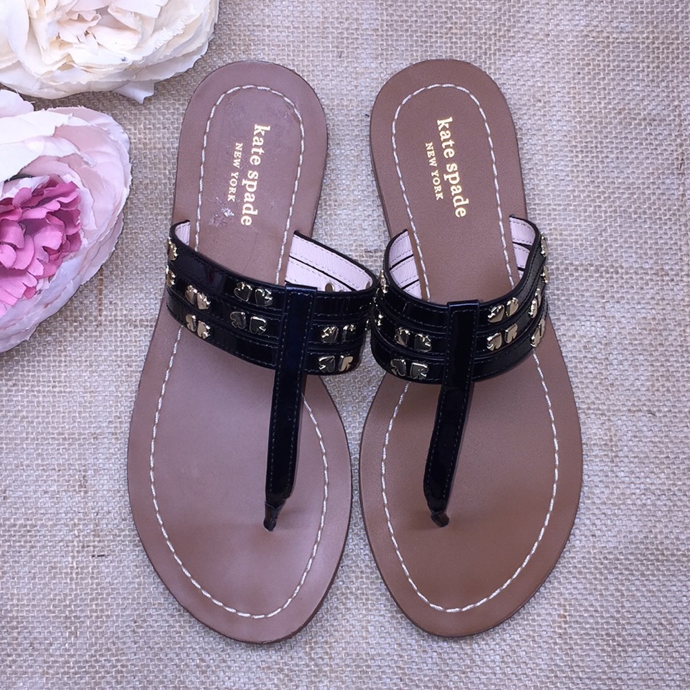 Kate Spade Black Flip Flop Sandals 9M